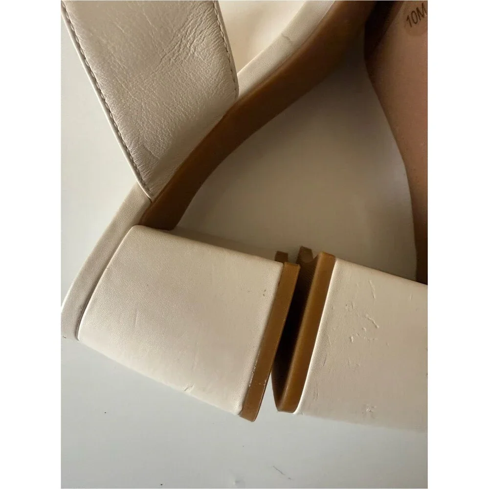 Alex Marie Ivory Leather Strappy Block Heel Sandals Ankle Strap Buckle  size 10
